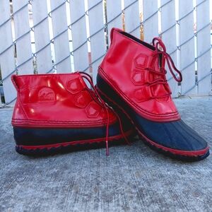Sorel Out and About waterproof boots, 6.5 womens US, red
